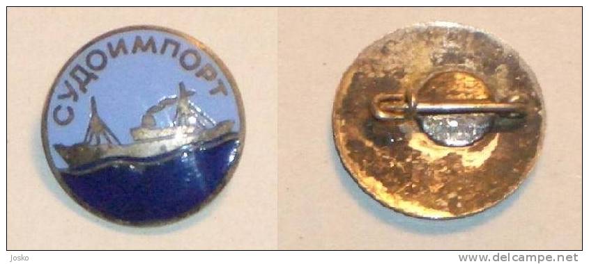 SUDOIMPORT Moscow Russia Shipping Company Old Enamel Pin Badge Compagnie Maritime Compagnia Di Navigazione Reederei Ship - Other & Unclassified