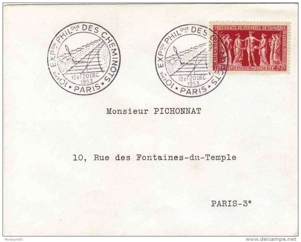Enveloppe Avec Tampon De L’exposition Philatélique Des Cheminots - Postal Rates