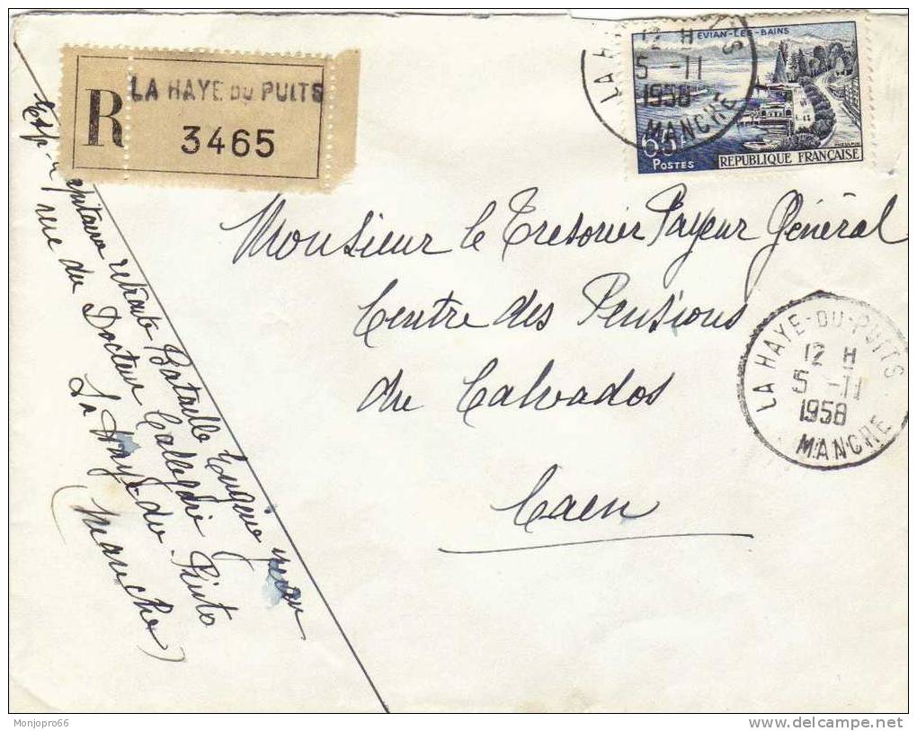 Enveloppe En Recommandé De 1958 - Tarifs Postaux