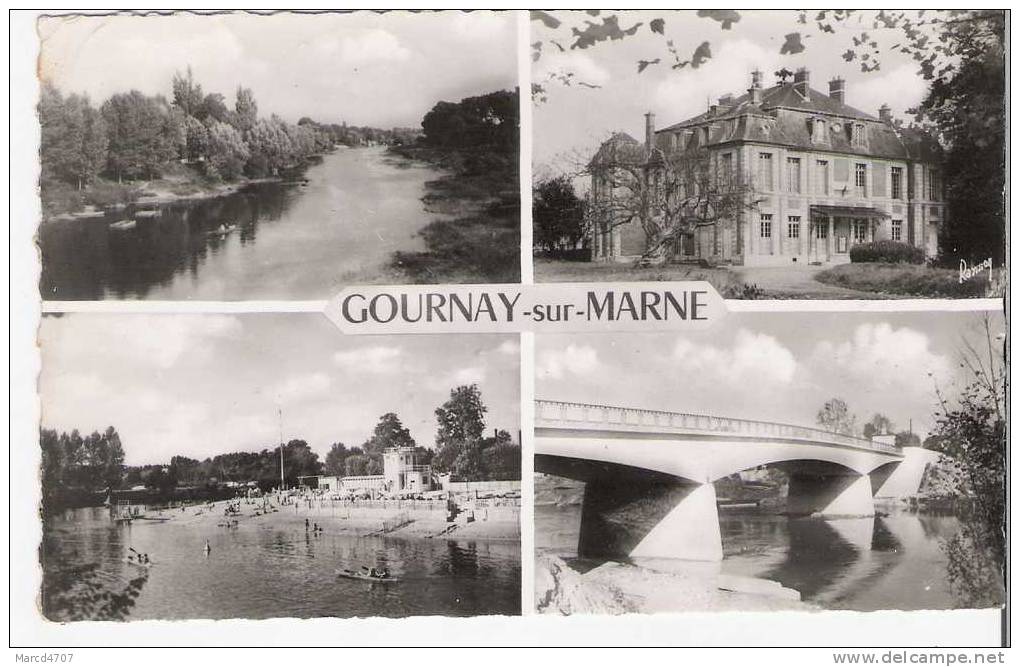 GOURNAY Sur MARNE 93 Carte Multivues Mairie Plage Les Rives Editions Art Raymon Carte Dentelée Véritable Photo - Gournay Sur Marne