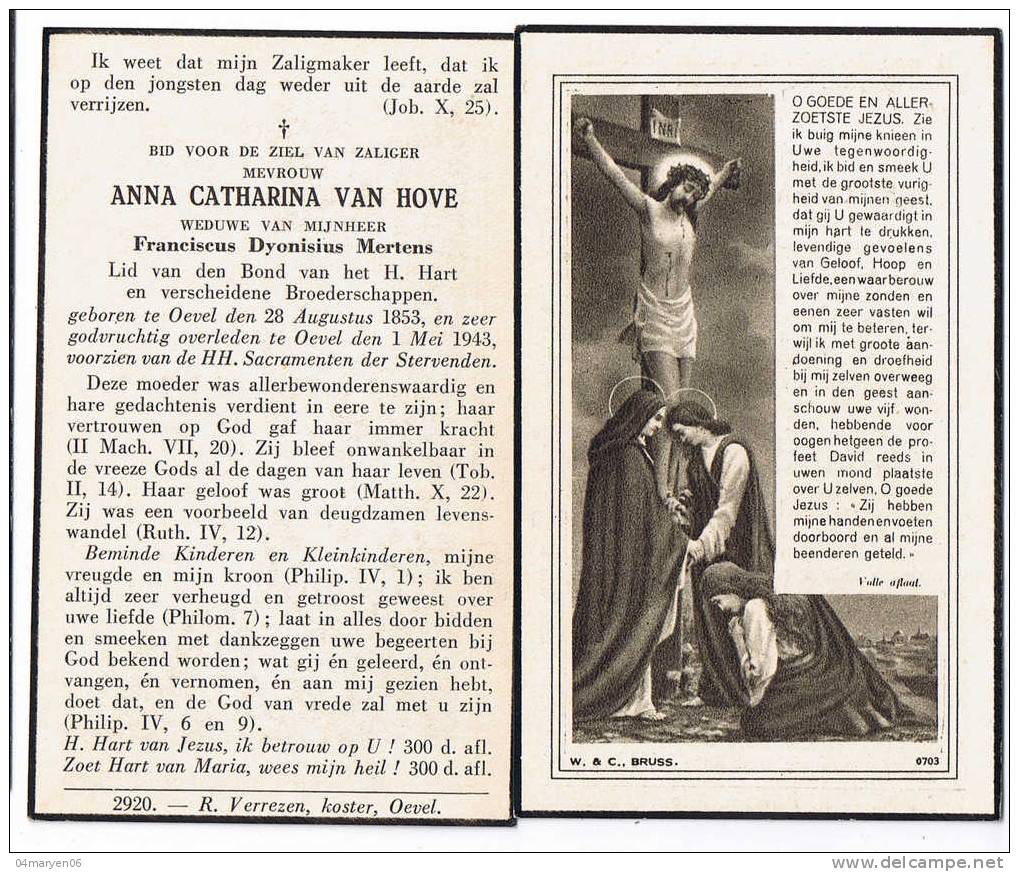 - Mevrouw  ANNA  CATHARINA  VAN HOVE -OEVEL - 1853// OEVEL + 1943 - Westerlo