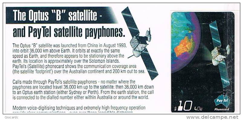 RIF.2 -AUSTRALIA - PAY.TEL AUSTRALIA - OPTUS B SATELLITE 1995 - FOLDER WITH MINT PHONECARD - Space