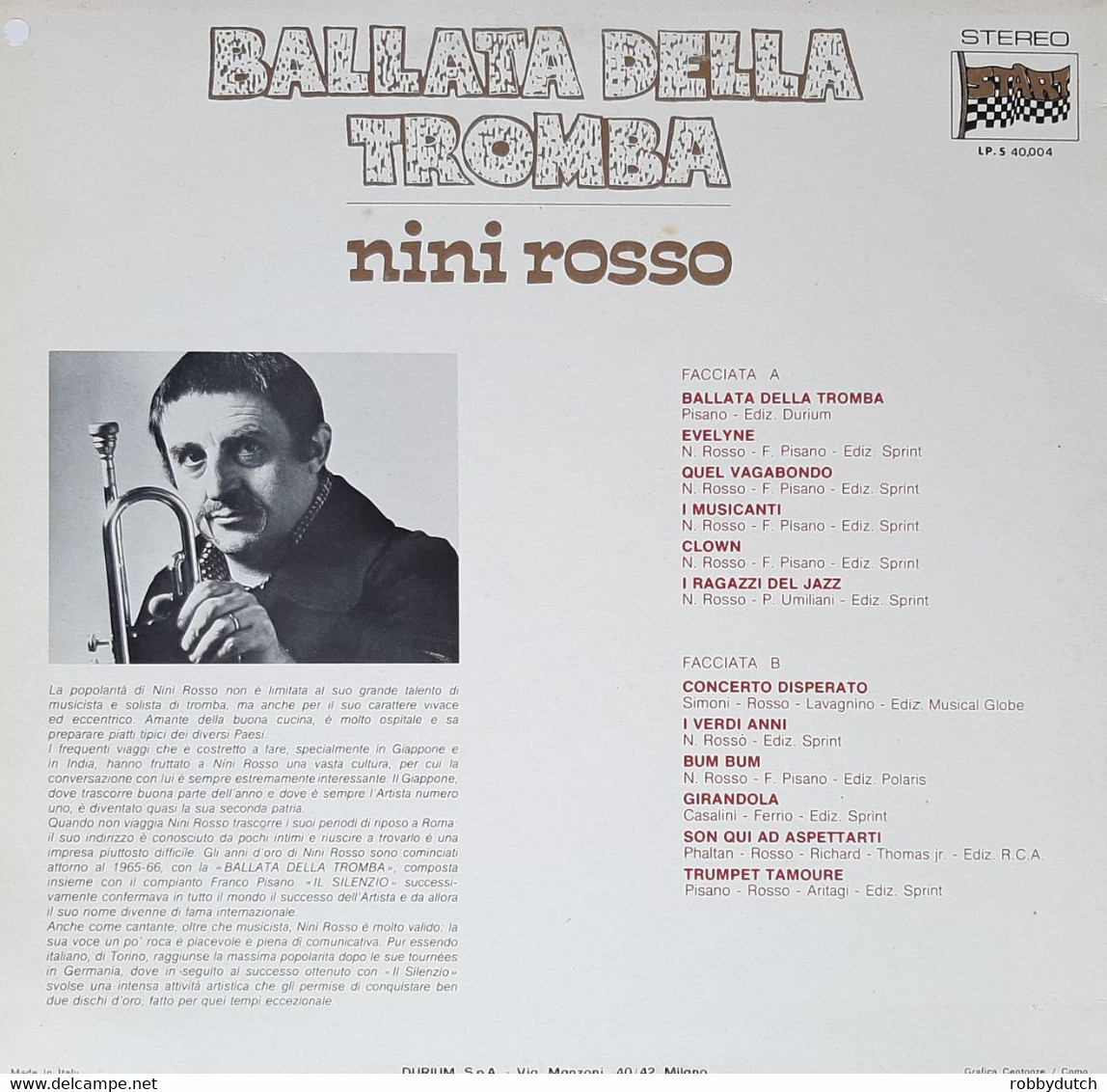 * LP *  NINI ROSSO - BALLATA DELLA TROMBA (Italy 1977 Ex-!!!) - Autres - Musique Italienne