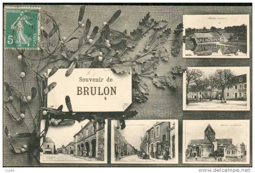 Souvenir De Brulon (5 Vues Dont Le Moulin) - Brulon