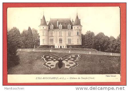 DEP 37 L'ILE BOUCHARD CHATEAU DU TEMPLE AVEC UN SUPERBE PAPILLON EN PLANTES - L'Île-Bouchard