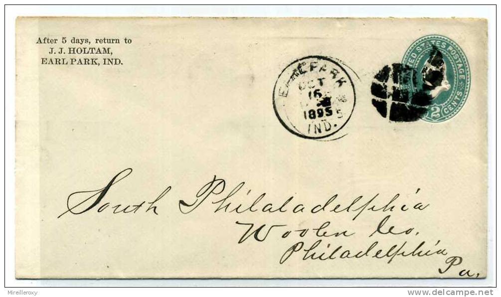 ETATS UNIS / ENTIER POSTALE / STATIONERY / OBLITERATION EARLPARK 1895 - ...-1900