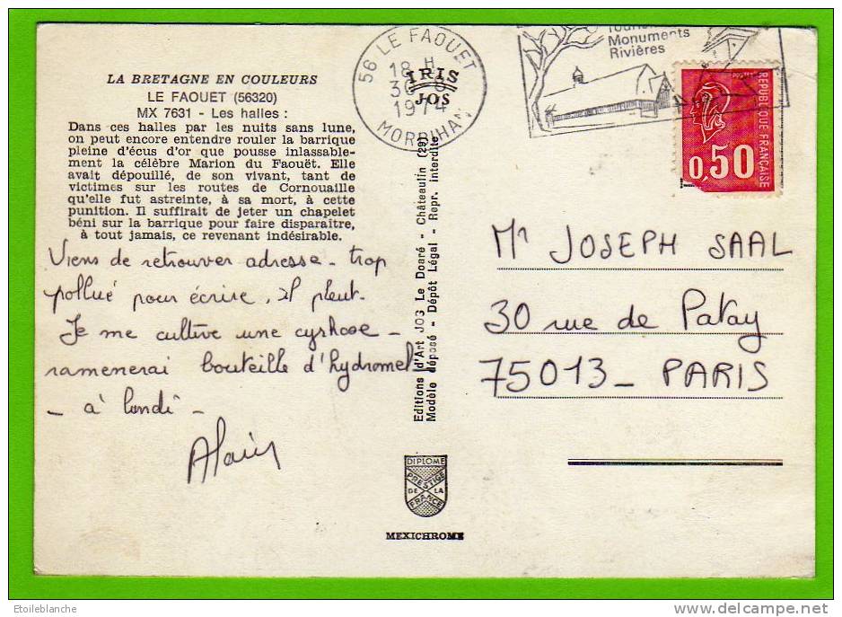 Morbihan 1974 LE FAOUET (56) Les Halles (marché Couvert)  Texte Légende Au Verso / JOS MX 7631 Voyagé Timbre - Faouët