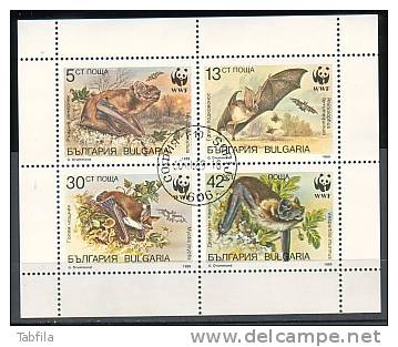 BULGARIA \ BULGARIE - 1989 -WWF - Protection De La Nature - Chauves-souris - PF Obl. - Fledermäuse