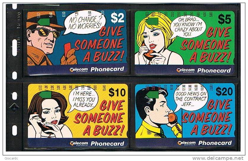 RIF.3 AUSTRALIA -  TELSTRA - GIVE SOMEONE A BUZZ - COMPLET SET OF 4 MINT PHONECARDS - Australia