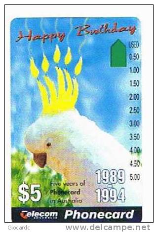 RIF.3 AUSTRALIA -  TELSTRA - FIVE YEARS OF PHONECARDS IN AUSTRALIA 1989-1994 - NUOVA  (MINT) - Perroquets