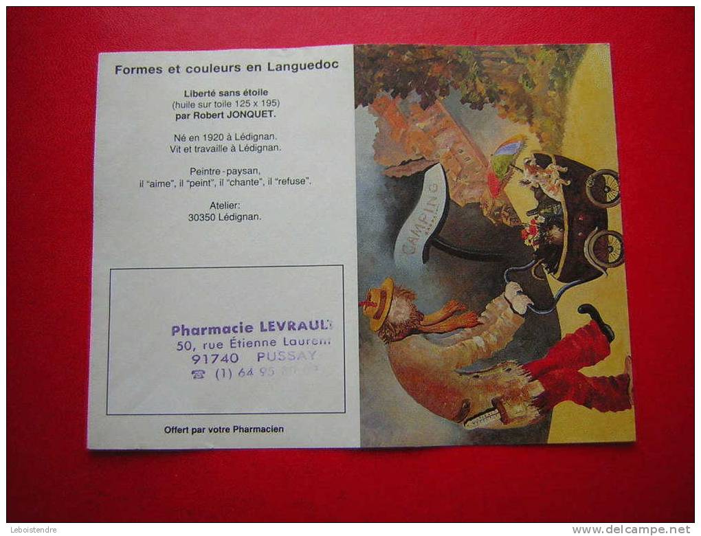 CALENDRIER 1993 -LABORATOIRES HARTMANN-LAROCHETTE- FORMES ET COULEURS EN LANGUEDOC-PEINTURE:LIBERTE SANS ETOILE - Tamaño Pequeño : 1991-00