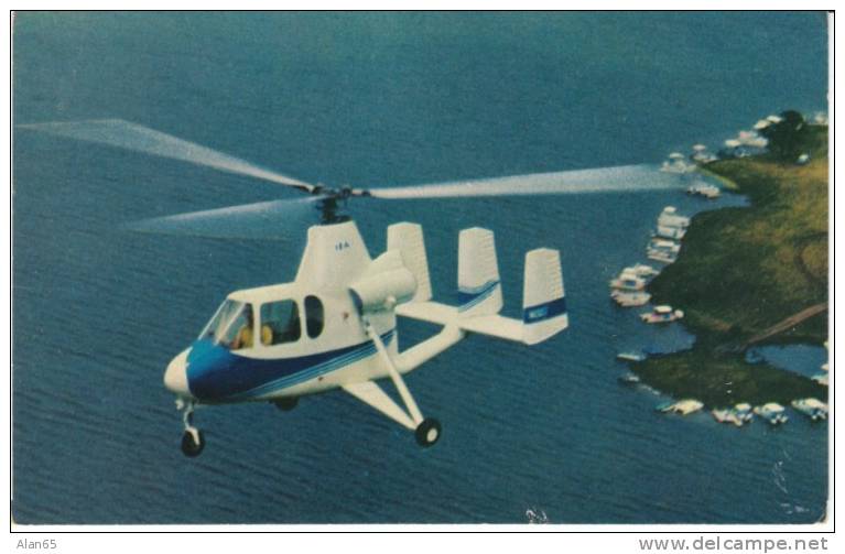 Model 18A Gyroplane, Rotary Wing Aircraft Service Ft Lauderdale FL On C1970s Vintage Postcard - Helicópteros