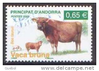 Andorre Français Animaux Vache N°  668 ** Mammifère. Animal. Taureau, Veau - Koeien