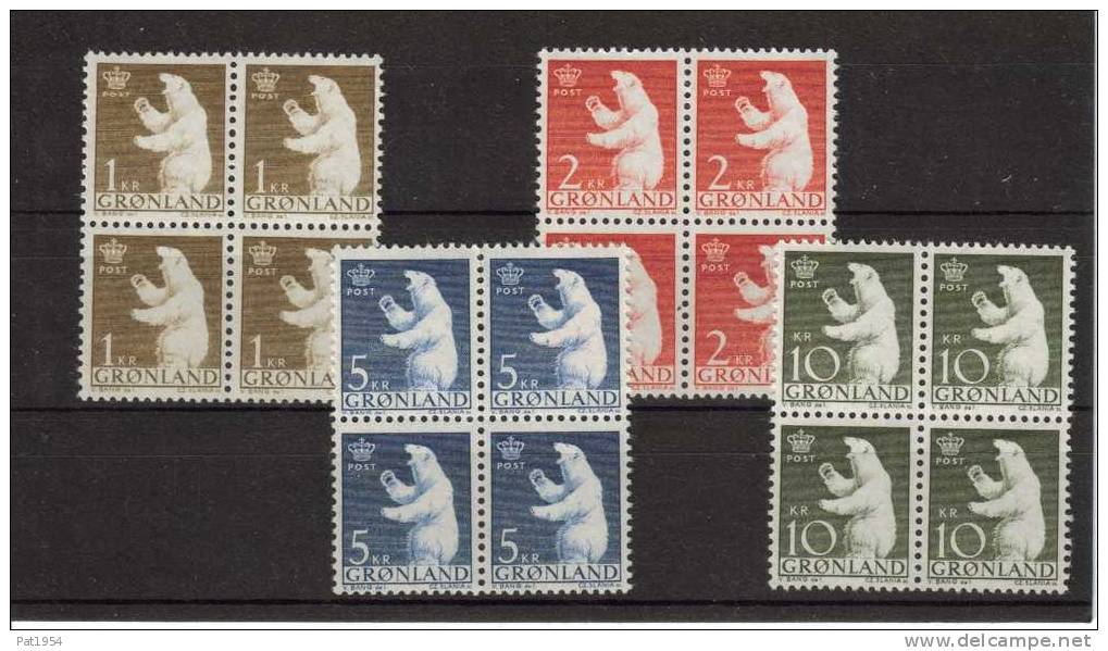 Groënland 49/52 Neufs Avec  Ours Polaire En Blocs De 4 - Unused Stamps