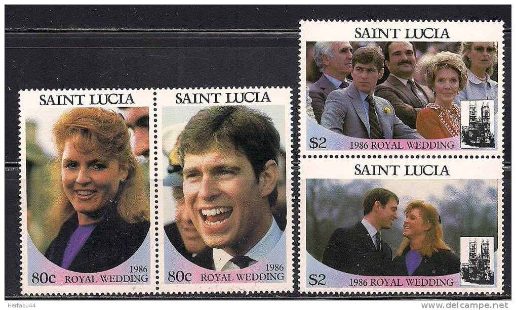 St. Lucia    Wedding Of Prince Andrew  Set (2 Pair)  SC# 839-40 MNH** - St.Lucie (1979-...)