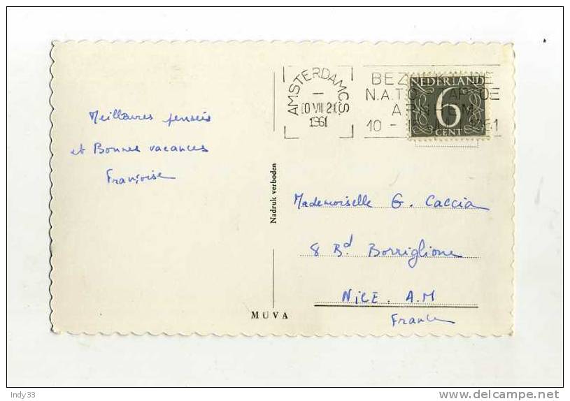 - PAYS BAS .  AFFRANCHISSEMENT SIMPLE SUR CP DE 1961  POUR LA FRANCE - Cartas & Documentos