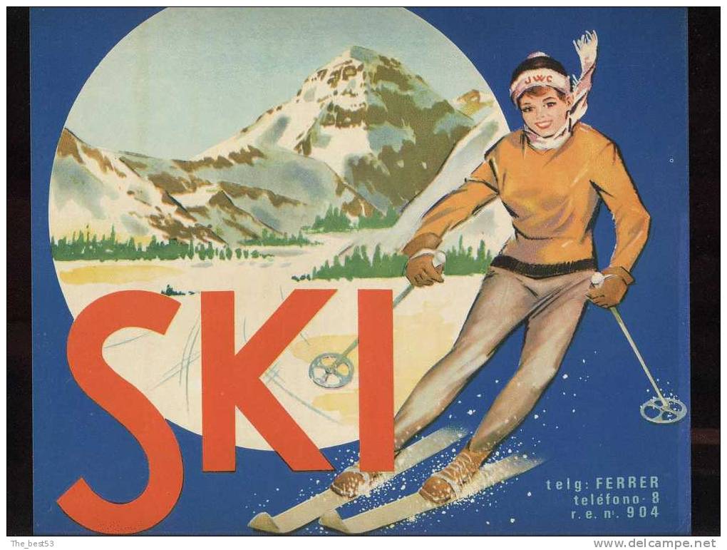 Etiquette De Caisse D´Oranges   -   Ski     27 X 24.50  Cm - Obst Und Gemüse