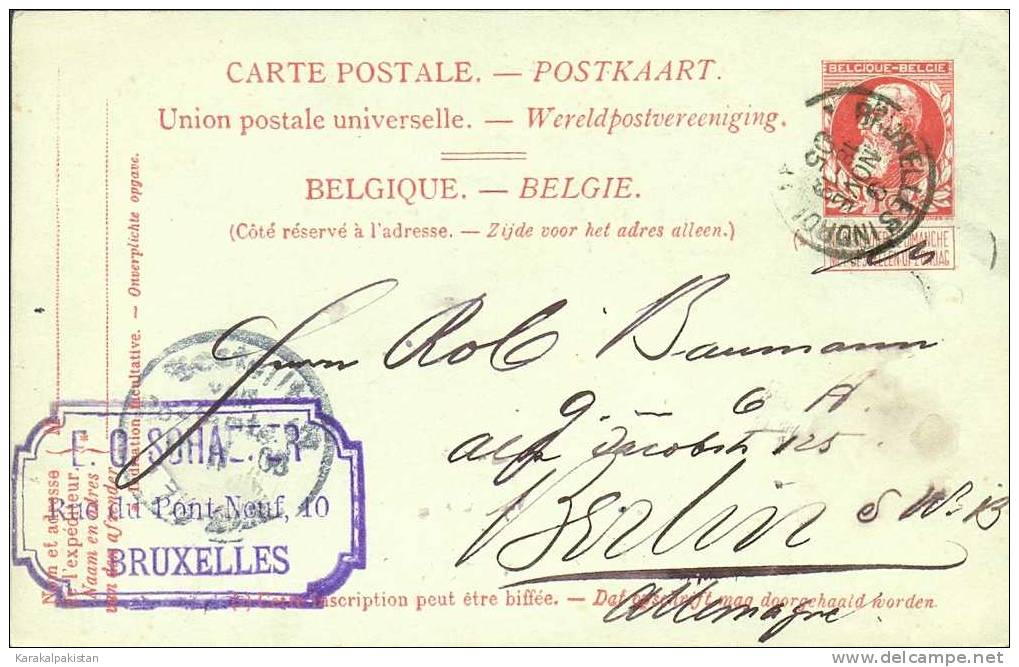 Belgique Entier Carte Postale 35 Leopold II Grosse Barbe (1905). Obl. - Tarjetas 1871-1909