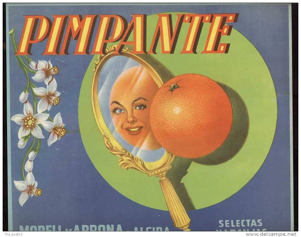 Etiquette De Caisse D´Oranges   -   Pimpante   27 X 25  Cm - Obst Und Gemüse