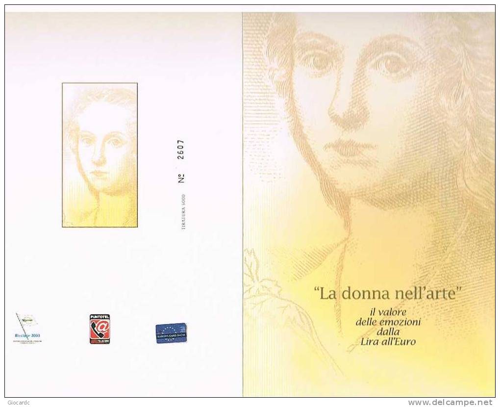 NO RIF. - TELECOM ITALIA - CAT. C. & C   F3781-3783FU  - RICCIONE 2003 - LA DONNA NELL'ARTE  - FOLDER SENZA SCHEDE - Pubbliche Speciali O Commemorative