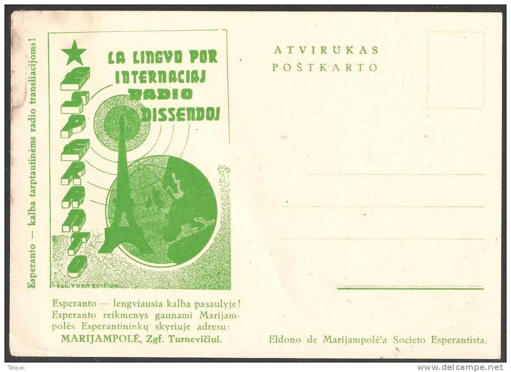 Lithuania 1930´s ESPERANTO Postcard - Eldono De Marijampole´a Societo Esperantista - Esperanto