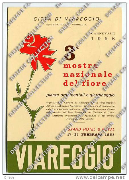 CARTOLINA MOSTRA NAZIONALE DEL FIORE DI VIAREGGIO CON ANNULLI ANNO 1968 - Viareggio