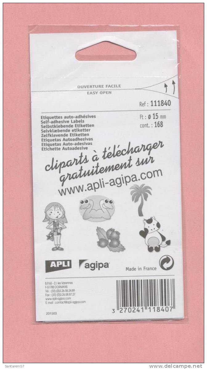 Pochette De 168 Pastilles Etiquettes Blanches Diamètre 15mm Round White Labels Etiquetas Redondas Brancas AGIPA - Other & Unclassified
