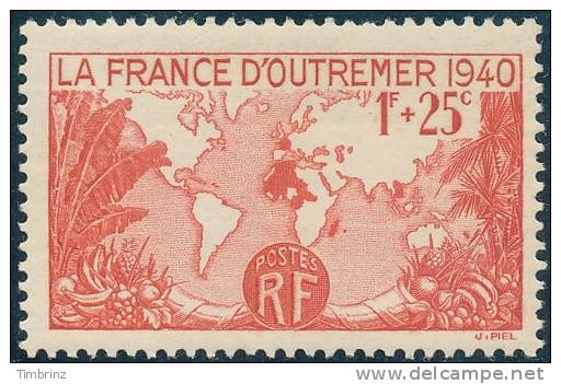 FRANCE 1940 - Yv. 453 *   Cote = 2,00 EUR - France D´Outre-Mer. Carte De L´Empire Français ..Réf.FRA15179 - Unused Stamps