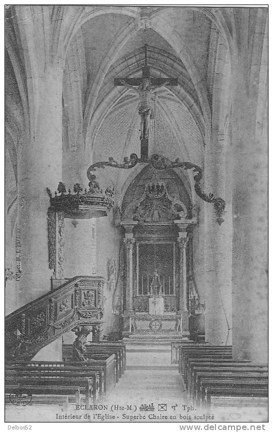 ECLARON Intérieur De L´  Eglise - Superbe Chaire En Bois Sculpté - Eclaron Braucourt Sainte Liviere