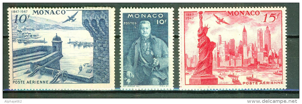 Vue De Monaco - Prince Louis II Par Laszlo - MONACO - Vue De New York - N° 25-26-27 * - 1947 - Luftfahrt