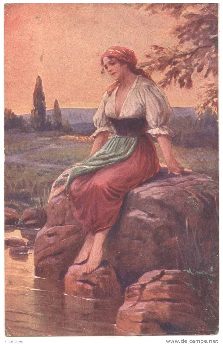 C.V.MUTTICH - Portrait Of The Girl, 1916. - Muttich, C.V.