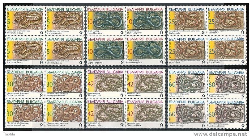 BULGARIA \ BULGARIE - 1989 - Faune - Serpentines - Bl. De 4** - Snakes