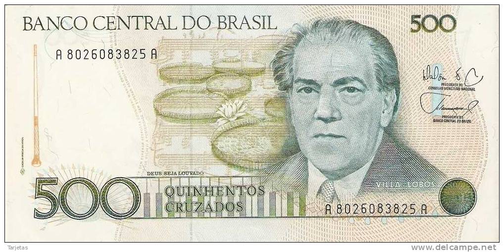 BILLETE DE BRASIL DE 500 CRUZEIROS  (BANKNOTE) SIN CIRCULAR - Brazilië