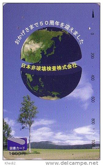 Carte Japon / ESPACE - Globe Terrestre Arbre - SPACE Japan Card - Erdkugel Globus Weltraum - 162 - Space