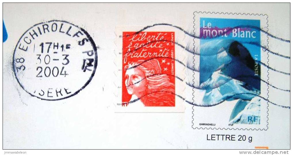 France 2004 Pre-paid Letter Mont Blanc Sent To Nicaragua - Mountain Snow Alps Lake Panorama Landscape - Storia Postale