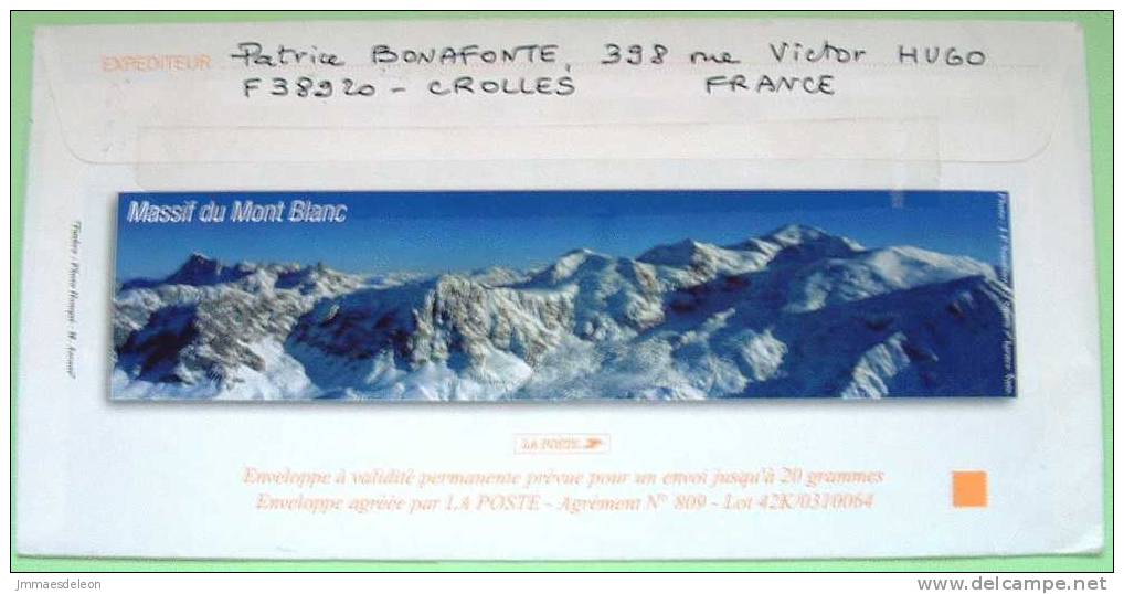 France 2004 Pre-paid Letter Mont Blanc Sent To Nicaragua - Mountain Snow Alps Lake Panorama Landscape - Storia Postale