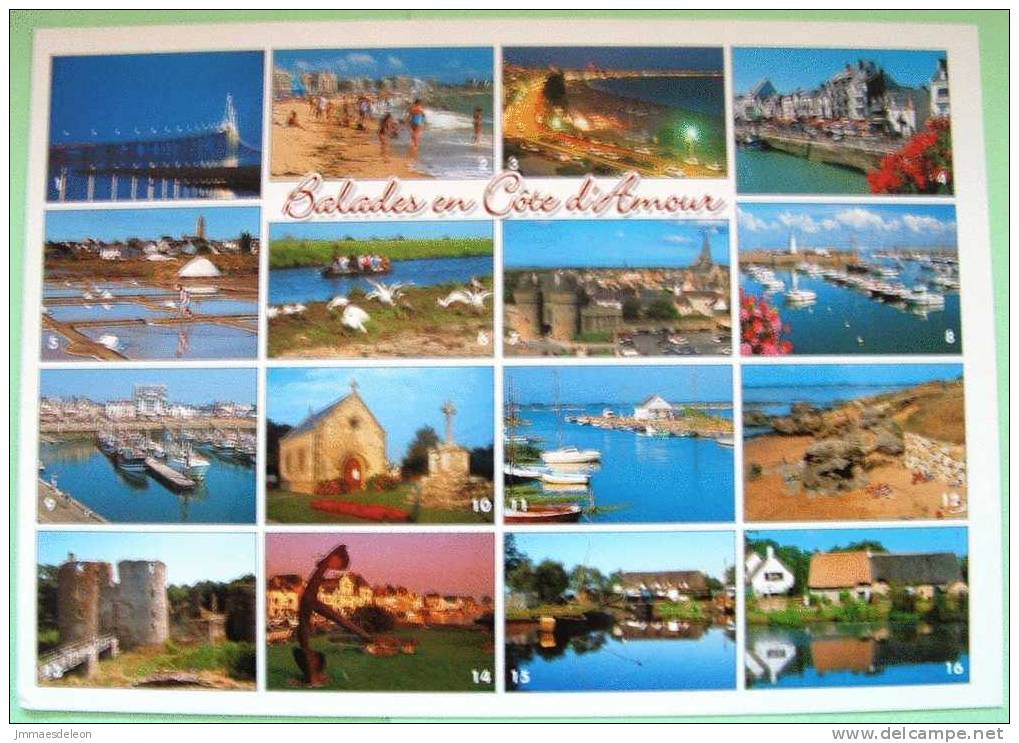 France 2007 Illustrated Postcard To Nicaragua - Sea Beach Cote D'Amour Castle Boat Anchor Salt Production - Covers & Documents