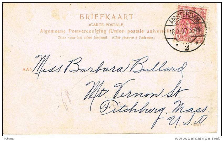 Postal, AMSTERDAM (Holanda)  1907 Post Card,  Postkarte, - Covers & Documents