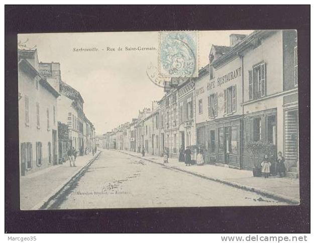 Sartrouville Rue De St Germain édit.bourbon Animée Magasin Hôtel Tabac Billard - Sartrouville