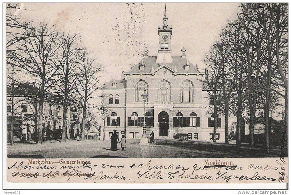 PAYS-BAS - APELDOORN - CPA - Marktptein - Gemeentehvis - Place Du Marché - Apeldoorn Est Une Ville, En Guel - Apeldoorn