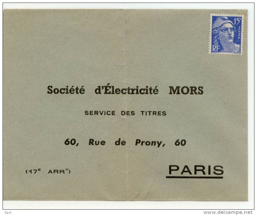 Enveloppe à Entête Société D´Electricité MORS Et à Destination Des .... - Elektriciteit En Gas