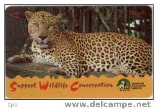 # SINGAPORE 94SIGC Support Wildlife Cons. ? Leopard 10 Landis&gyr -animal,leopard-  Tres Bon Etat - Singapur