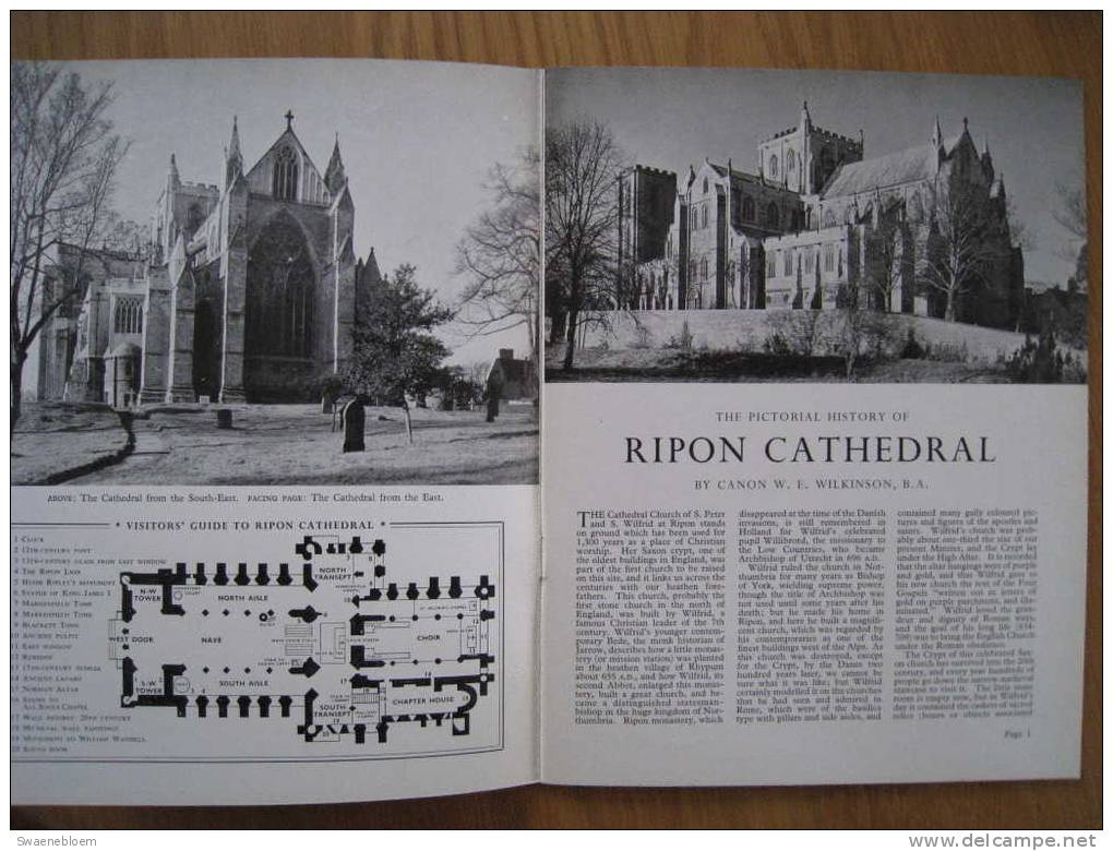 GB.- Book - The Pictorial History Of Ripon Cathedral - By Canon W. E. Wilkinson B.A. 3 Scans - Architecture/ Design