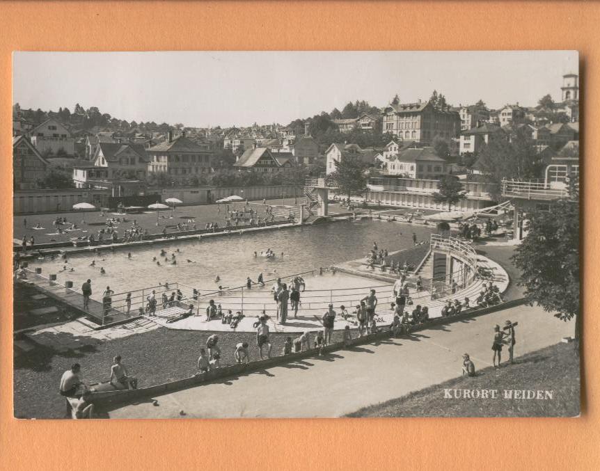 H1229 Kurort Heiden Schwimmbad Piscine, ANIME, BELEBT.Cachet Heiden 1965 V. Le Locle. Rüdlinger Heiden 1064 - Heiden