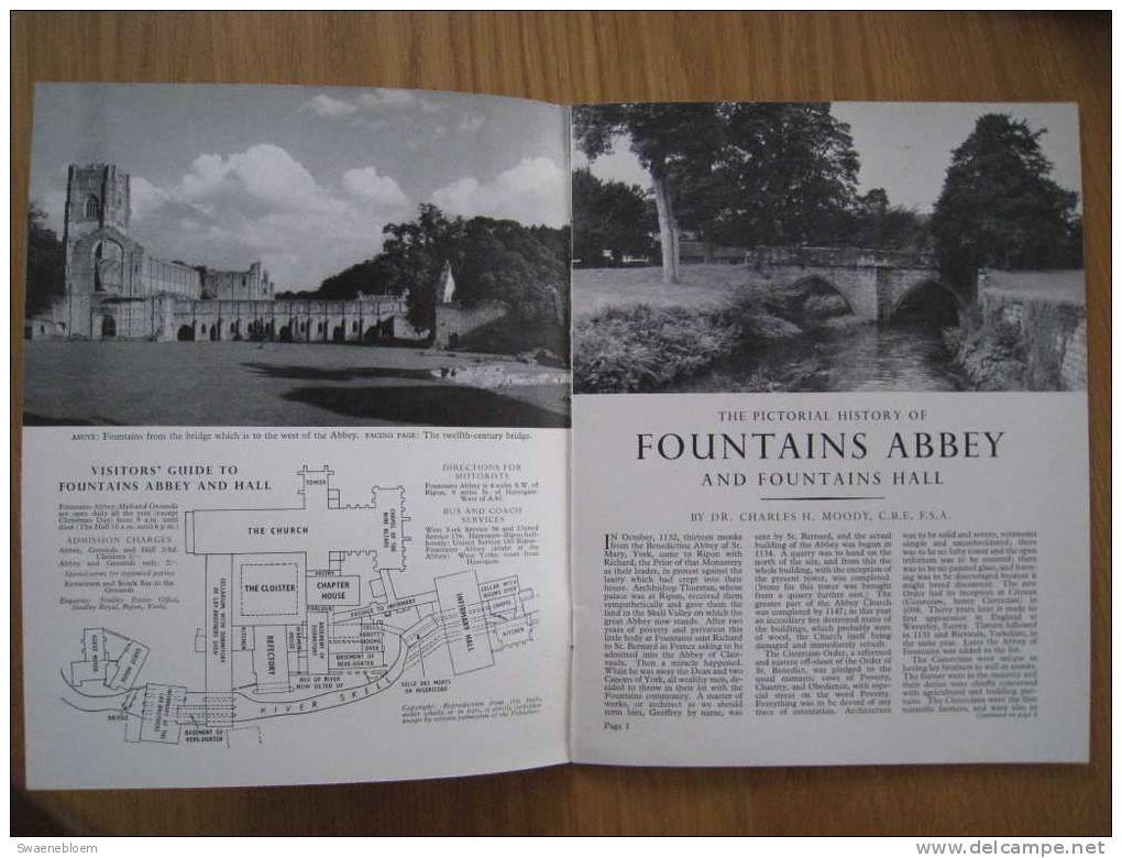 GB.- Book - The Pictorial History Of Fountains Abby & Fountains Hall - By Dr. Charles H. Moody C.B.E. F.S.A. 3 Scans - Architecture/ Design