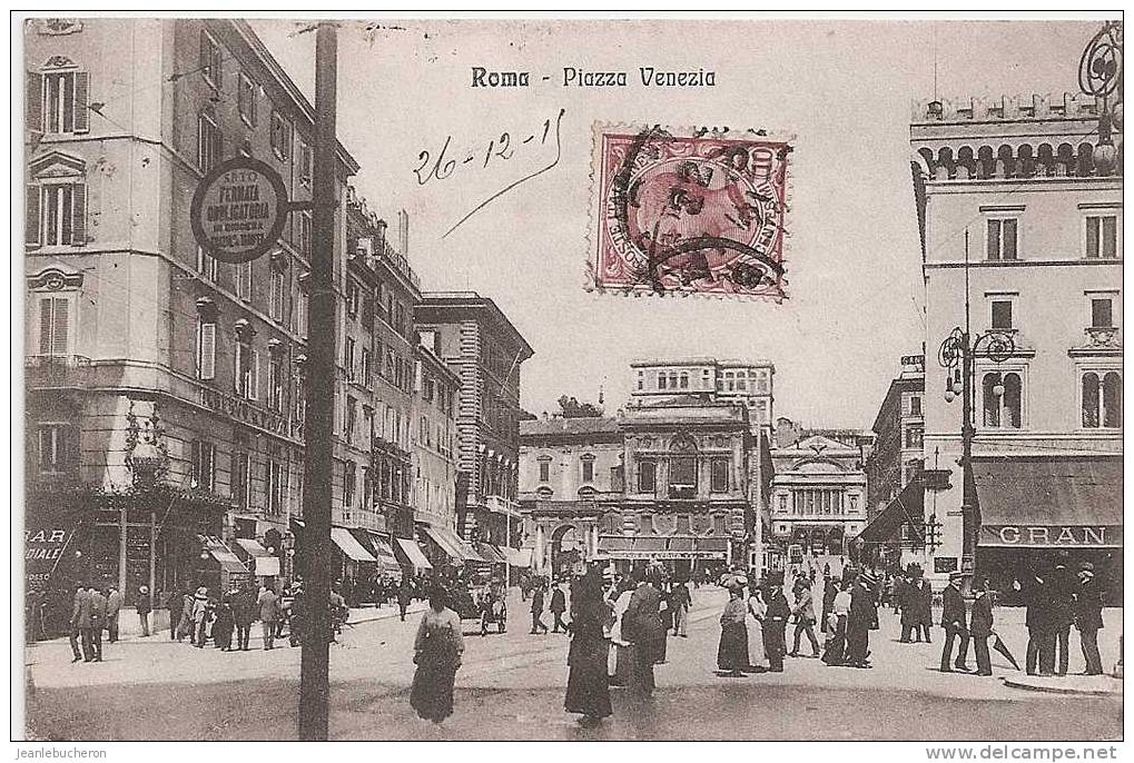 C . P . A   ( ROMA  " Piazza   Venezia  "  Belle Prise De Vue - Très  Rare  -carte  Animée   ) - Plaatsen & Squares