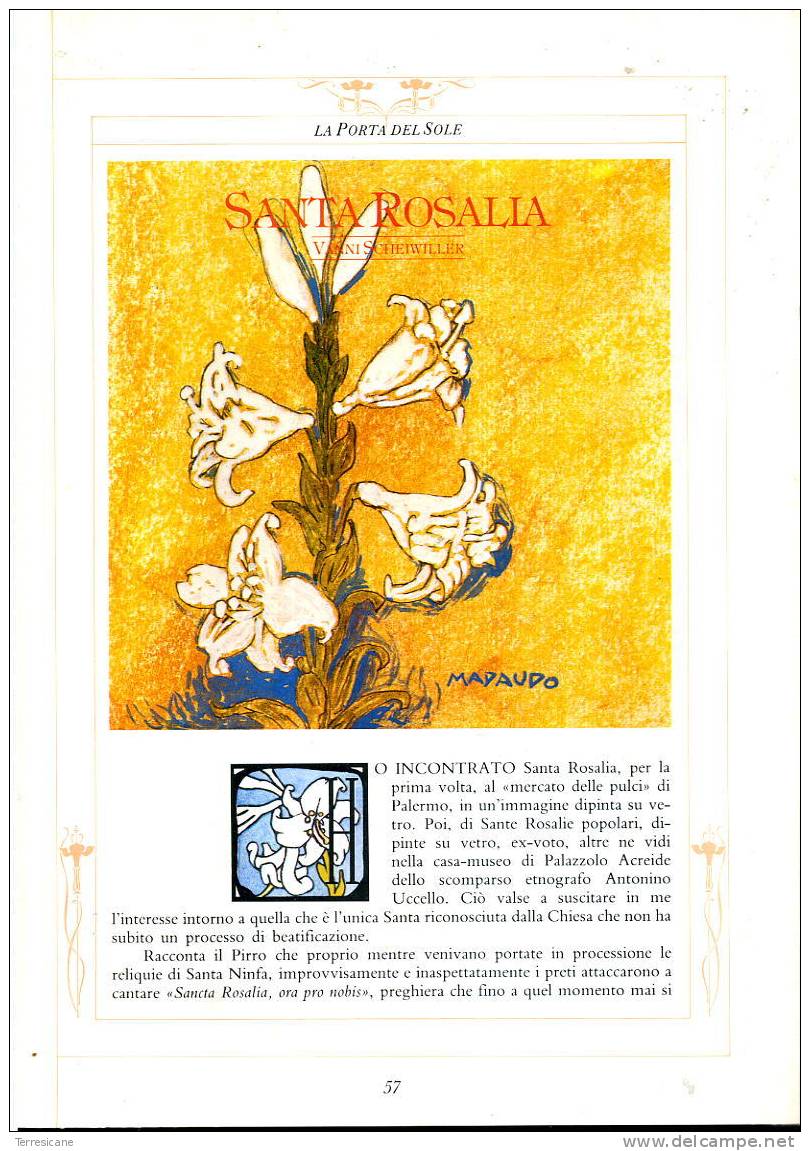 LA  PORTA DEL SOLE VOL.III PUBBLICAZIONE A FASCICOLI SANTA ROSALIA DI VANNI SCHEIWILLER PAG.57-72 - Novelle, Racconti