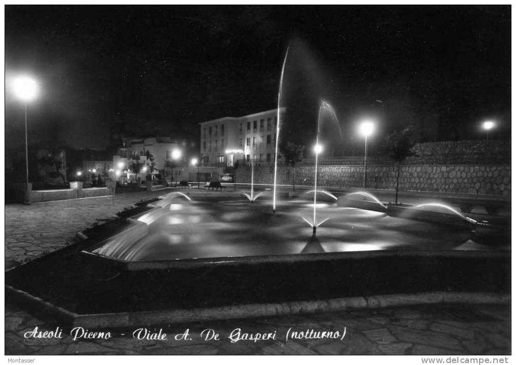 ASCOLI PICENO. Notturno . Viale A. De Gasperi. Vg. Per VENEZIA C/fr. Nel 1961. - Ascoli Piceno