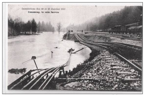 Cossonay (VD) La Voie Ferrée, Inondations, Lichtdruck, 1910    ***21228 - Cossonay