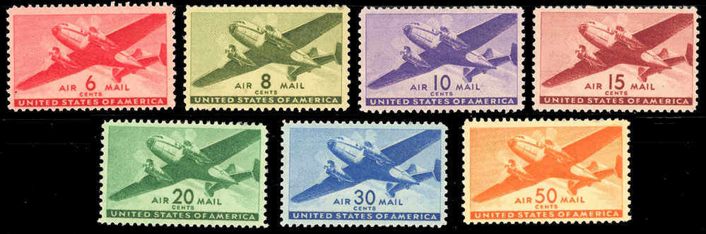 Etats-Unis / United States (Scott No.C 25-31 - Avions 2 Moteurs / Twin-motored Plane) [**] NH-VF - 2b. 1941-1960 Ongebruikt